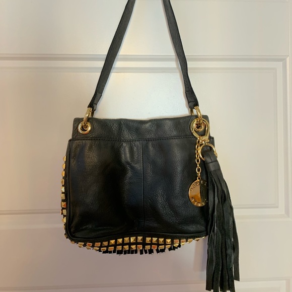 Stella and Jaime black leather shoulder bag - Picture 4 of 12